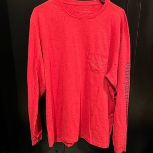 Vineyard Vines Men's Vibrant Red Long Sleeve Tee